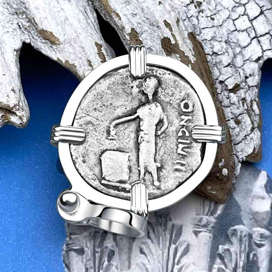 Roman Republic Silver Denarius 60 BC Vesta and the Voter Sterling Silver Pendant