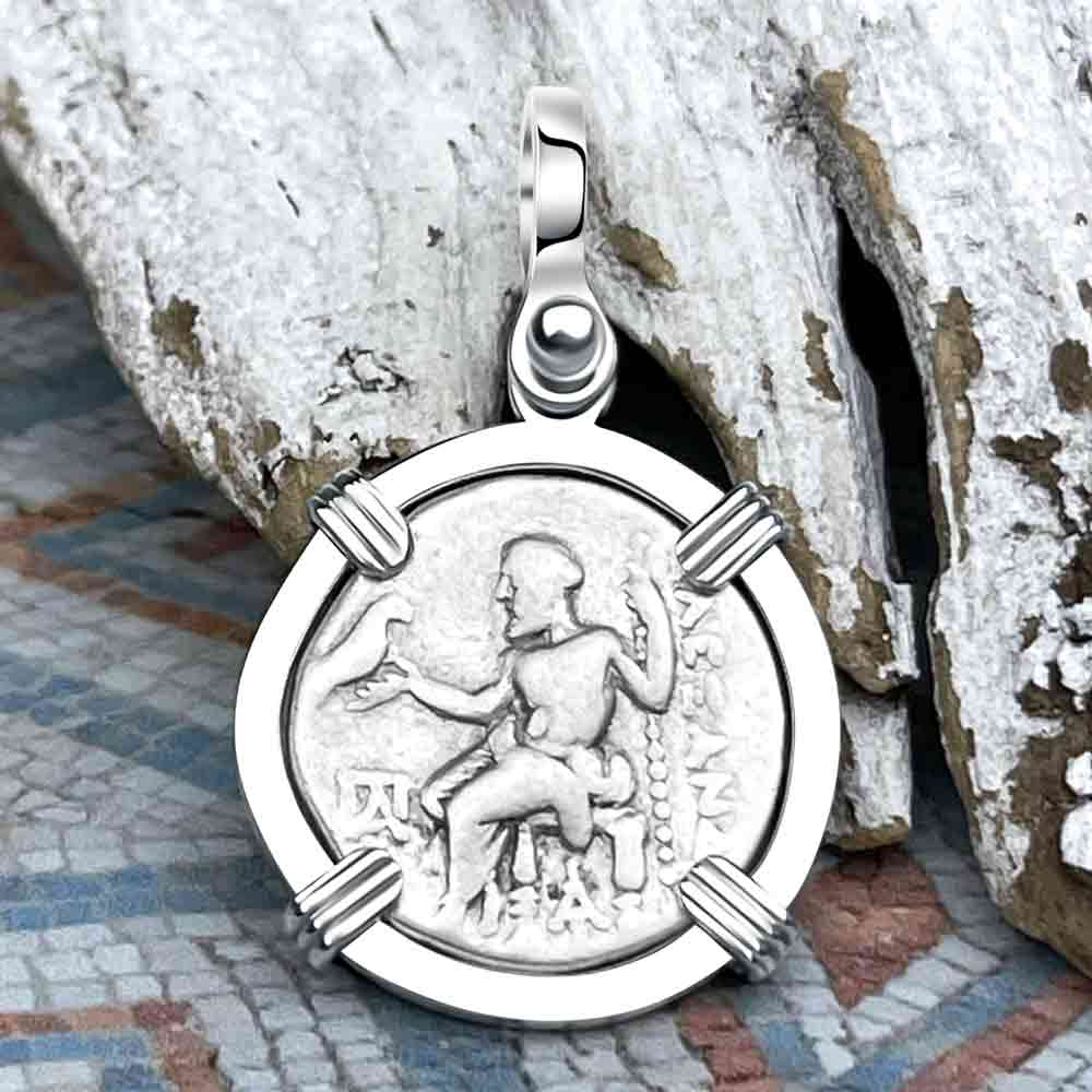 Ancient Greek Alexander the Great Silver Drachm Coin Sterling Silver Pendant