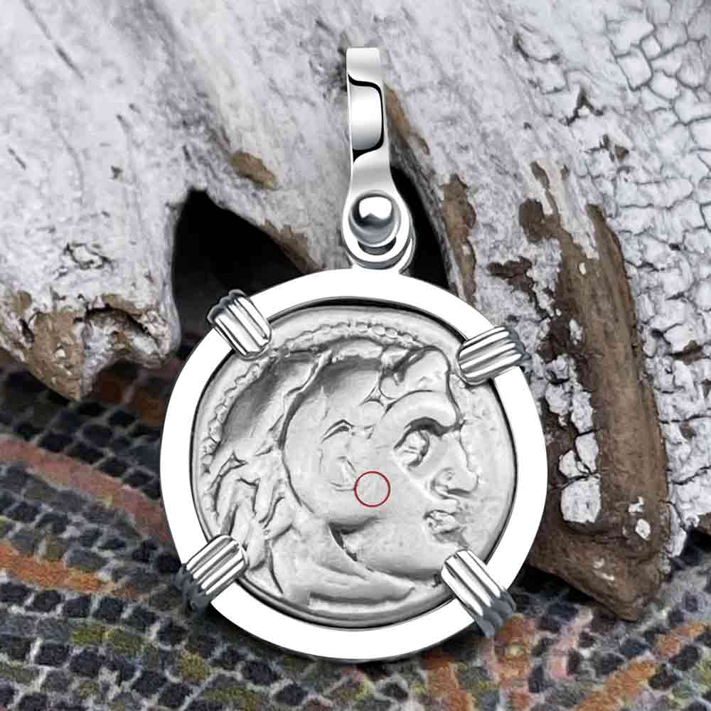 Ancient Greek Alexander the Great Silver Drachm Coin Sterling Silver Pendant