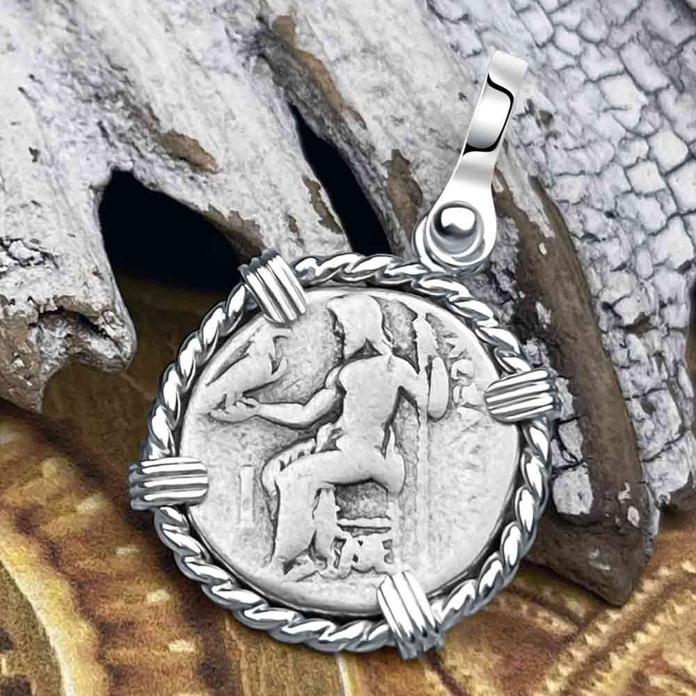 Ancient Greek Alexander the Great Silver Drachm Coin Sterling Silver Pendant