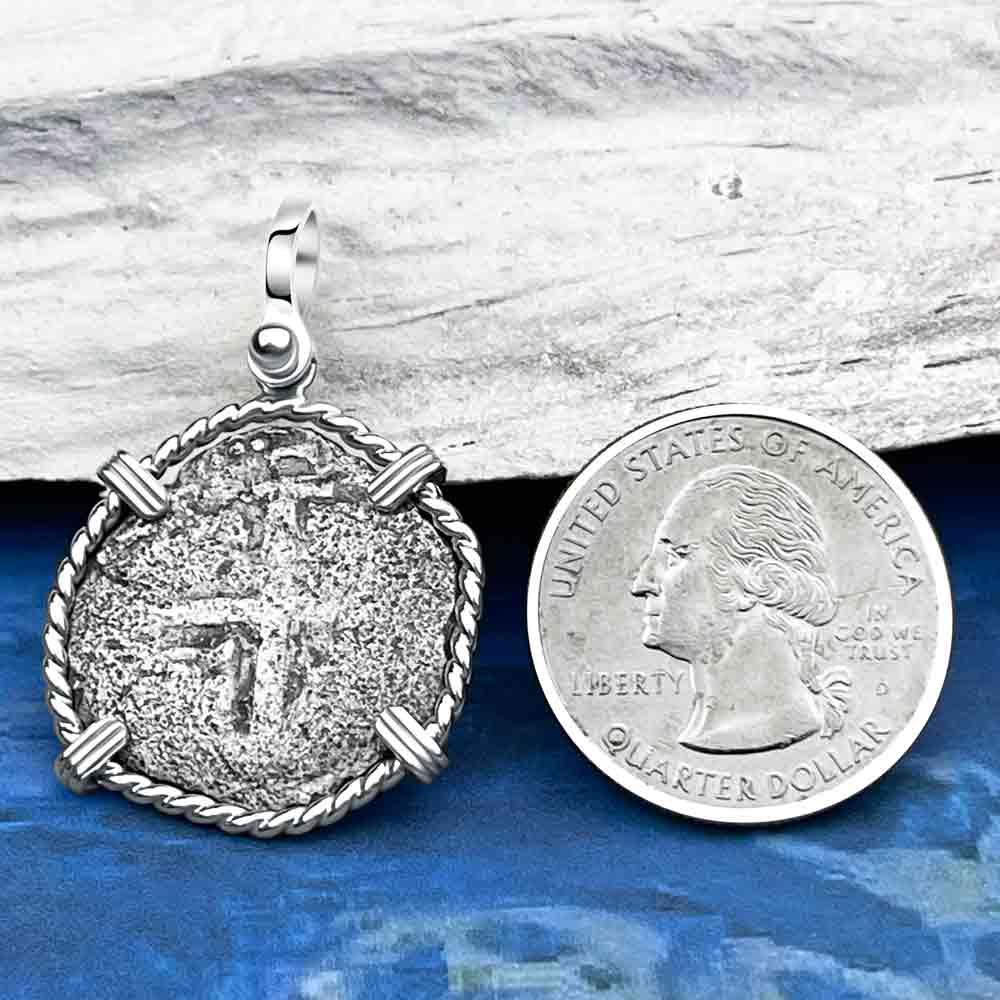 Princess Louisa Shipwreck Dated 1742 2 Reale Piece of Eight Sterling Silver Pendant