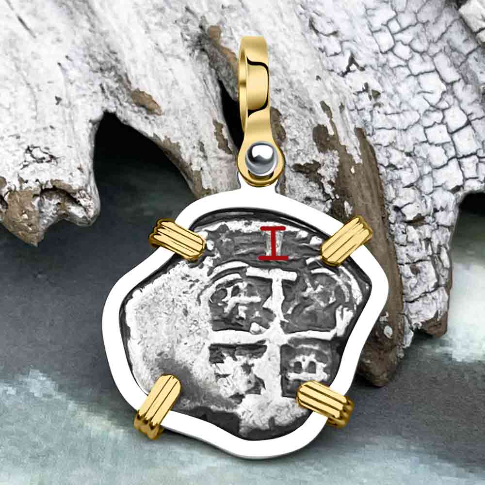 Princess Louisa Shipwreck 1737 1 Reale Piece of Eight 14K Gold & Sterling Silver Pendant