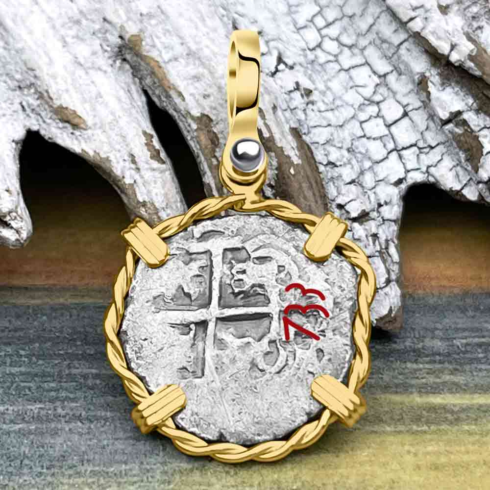 Princess Louisa Shipwreck 1733 1 Reale Piece of Eight 14K Gold Pendant