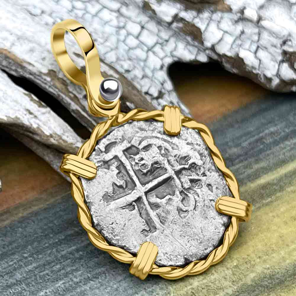 Princess Louisa Shipwreck 1733 1 Reale Piece of Eight 14K Gold Pendant