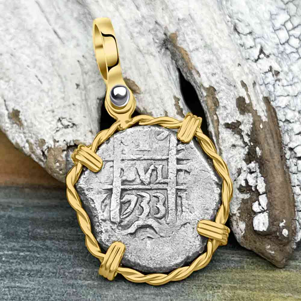 Princess Louisa Shipwreck 1733 1 Reale Piece of Eight 14K Gold Pendant