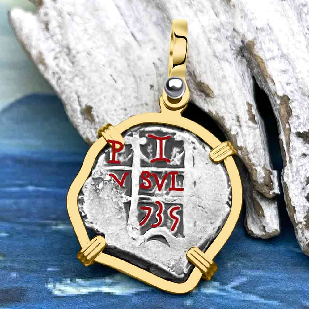 Princess Louisa Shipwreck 1735 1 Reale Piece of Eight 14K Gold Pendant