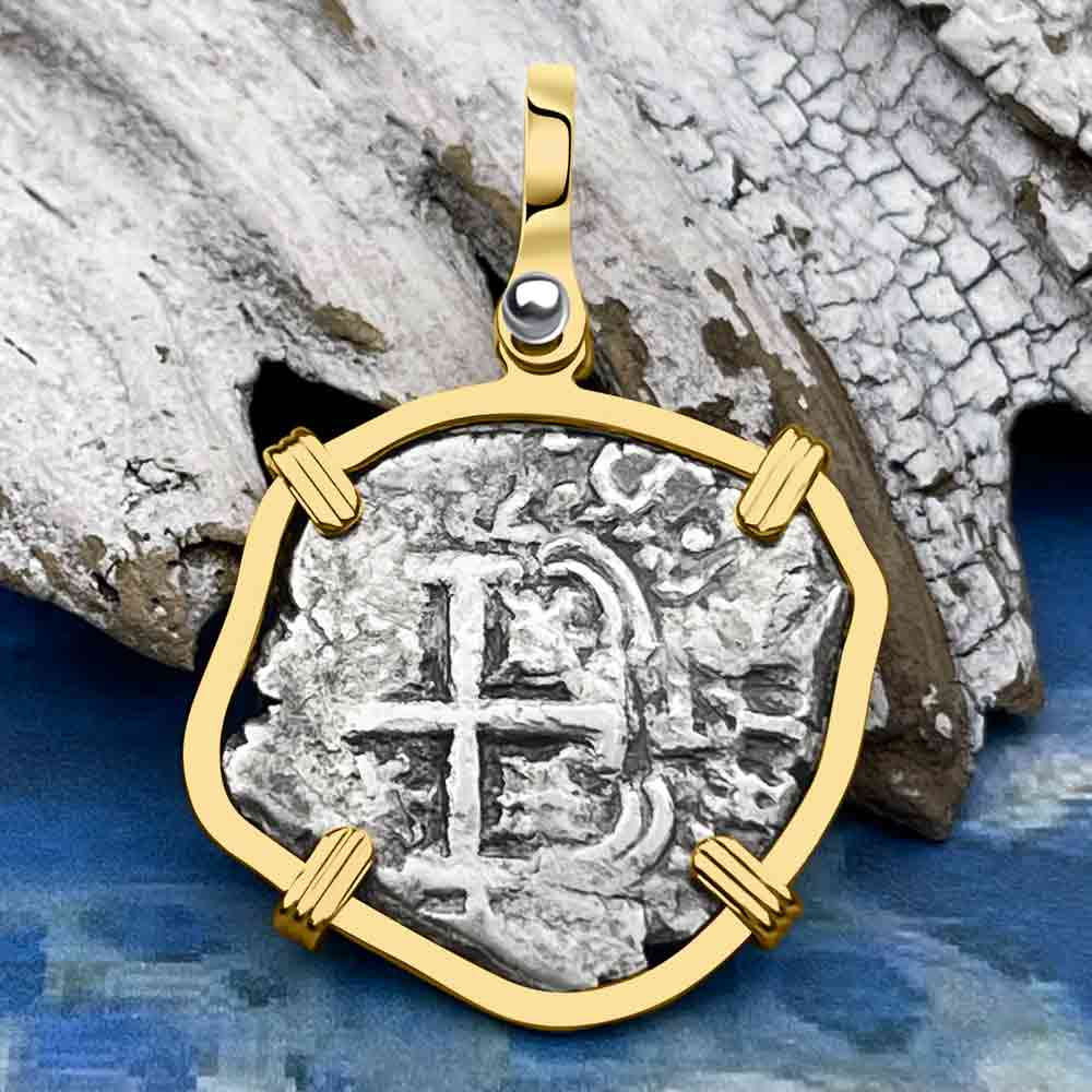 Princess Louisa Shipwreck 1738 2 Reale Piece of Eight 14K Gold Pendant 