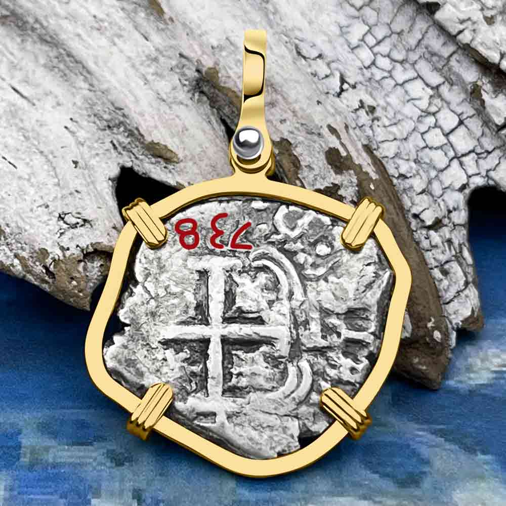 Princess Louisa Shipwreck 1738 2 Reale Piece of Eight 14K Gold Pendant 