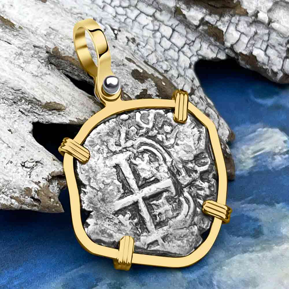 Princess Louisa Shipwreck 1738 2 Reale Piece of Eight 14K Gold Pendant 