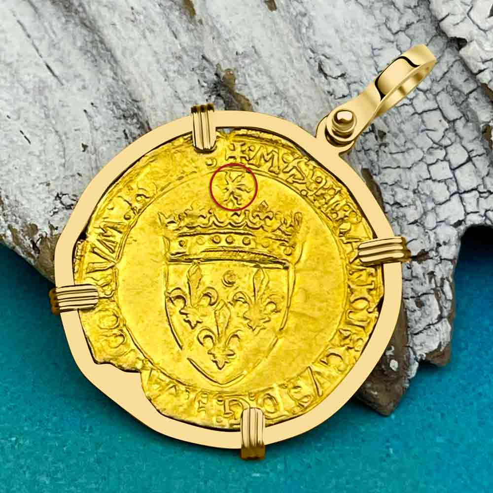 Medieval France Royal 22K Gold Ecu d&#39;or au Soleil Cross Coin Francis