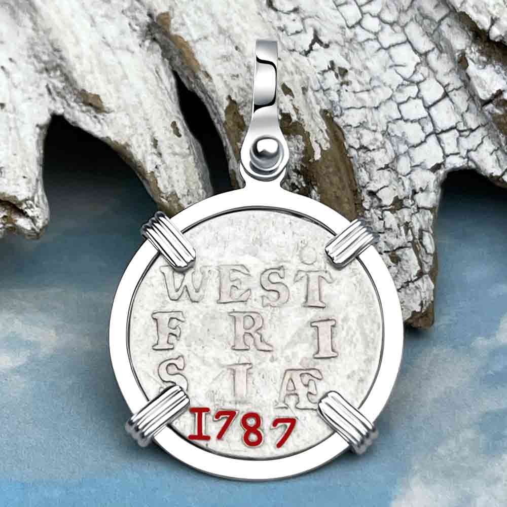 VOC - Dutch East India Company 1787 Silver 2 Stuiver Lion Coin Sterling Silver Pendant