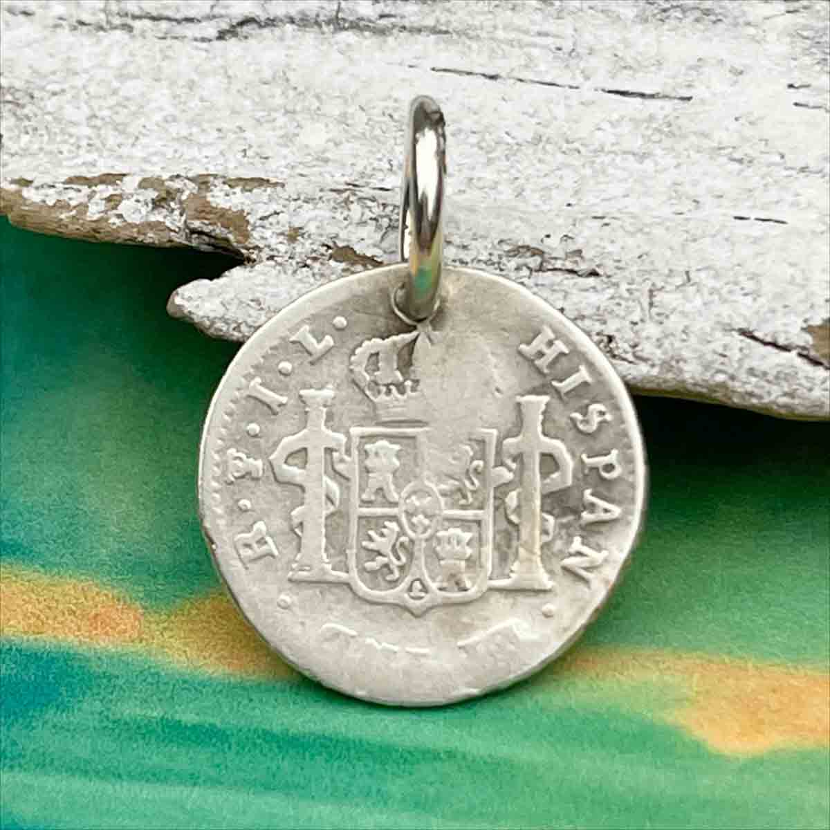 Pirate Chic Silver Half Reale Spanish Portrait Dollar Dated 1825 - the Legendary &quot;Piece of Eight&quot; Pendant