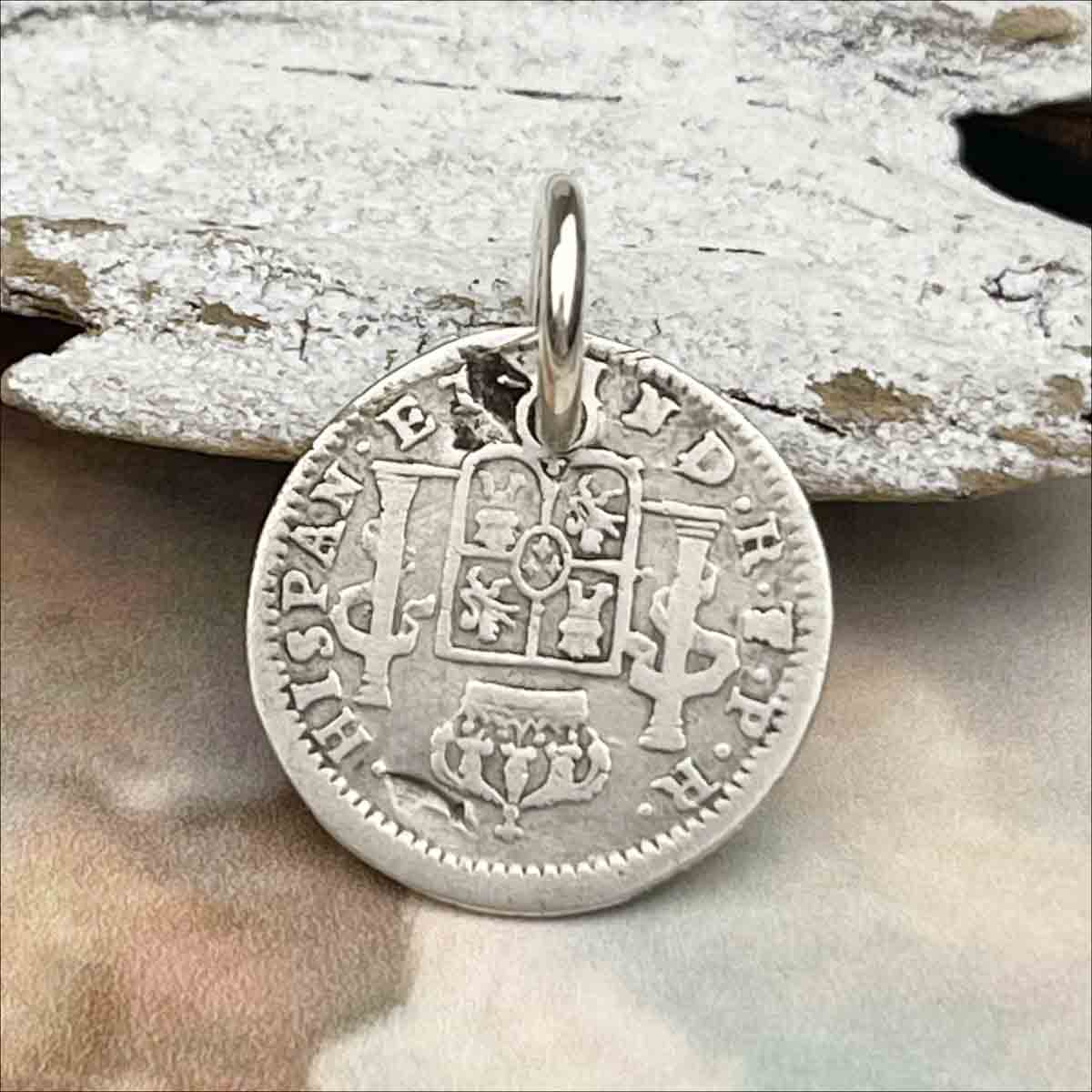 Pirate Chic Silver Half Reale Spanish Portrait Dollar Dated 1792 - the Legendary &quot;Piece of Eight&quot; Pendant