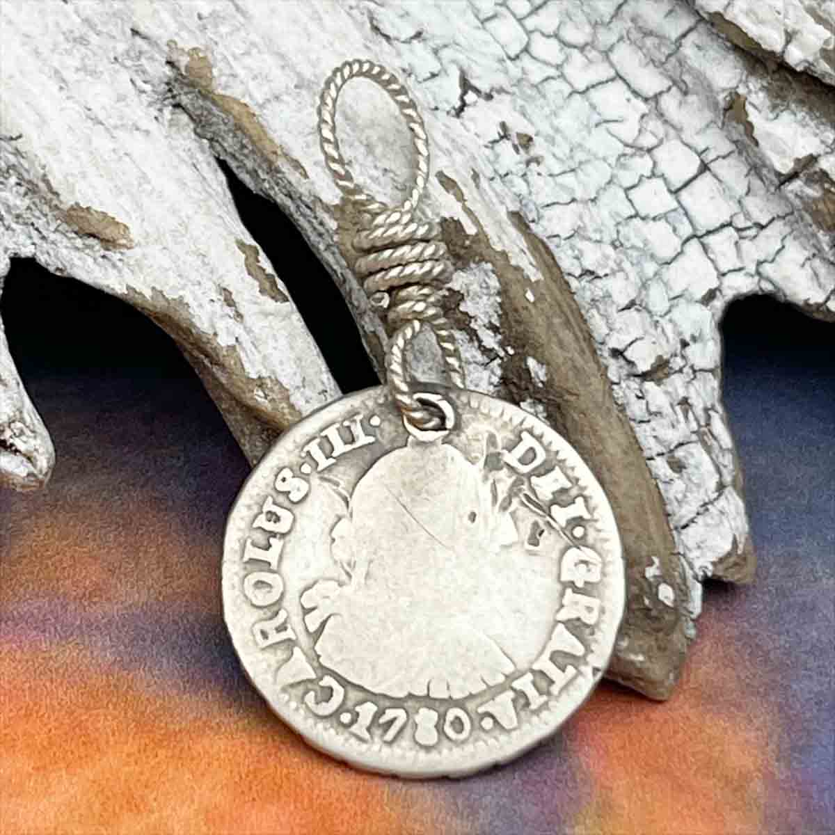 Pirate Chic Silver Half Reale Spanish Portrait Dollar Dated 1780 - the Legendary &quot;Piece of Eight&quot; Pendant