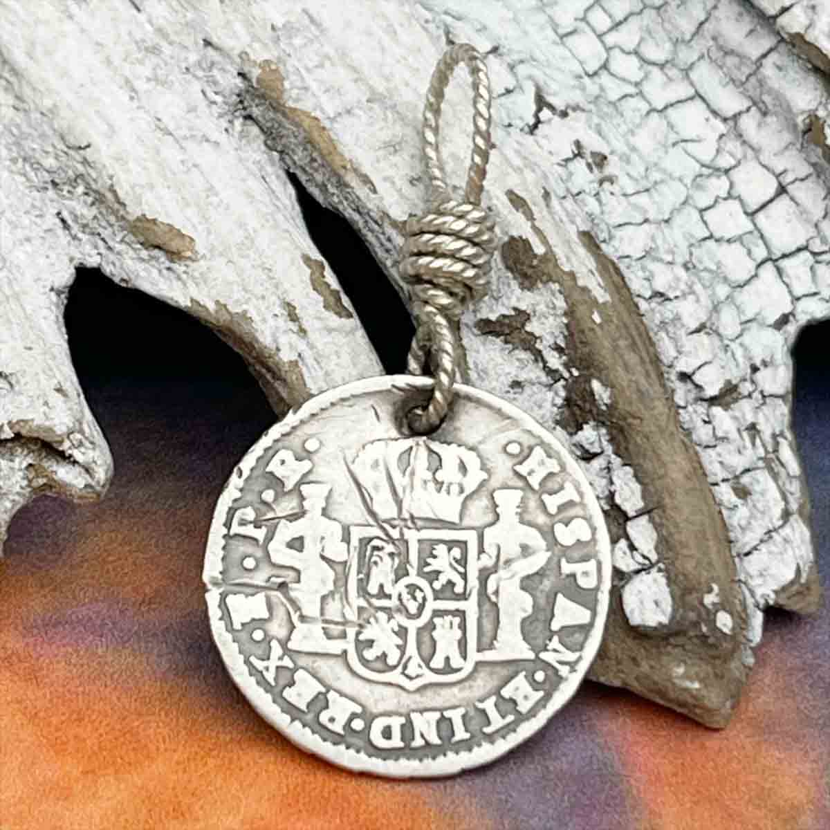 Pirate Chic Silver Half Reale Spanish Portrait Dollar Dated 1780 - the Legendary &quot;Piece of Eight&quot; Pendant