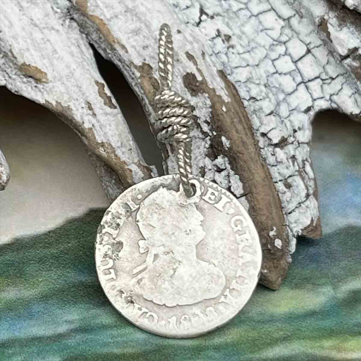 Pirate Chic Silver Half Reale Spanish Portrait Dollar Dated 1808 - the Legendary &quot;Piece of Eight&quot; Pendant