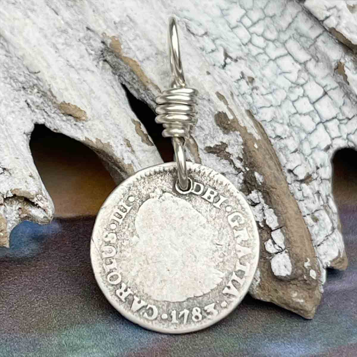 Pirate Chic Silver Half Reale Spanish Portrait Dollar Dated 1783 - the Legendary &quot;Piece of Eight&quot; Pendant