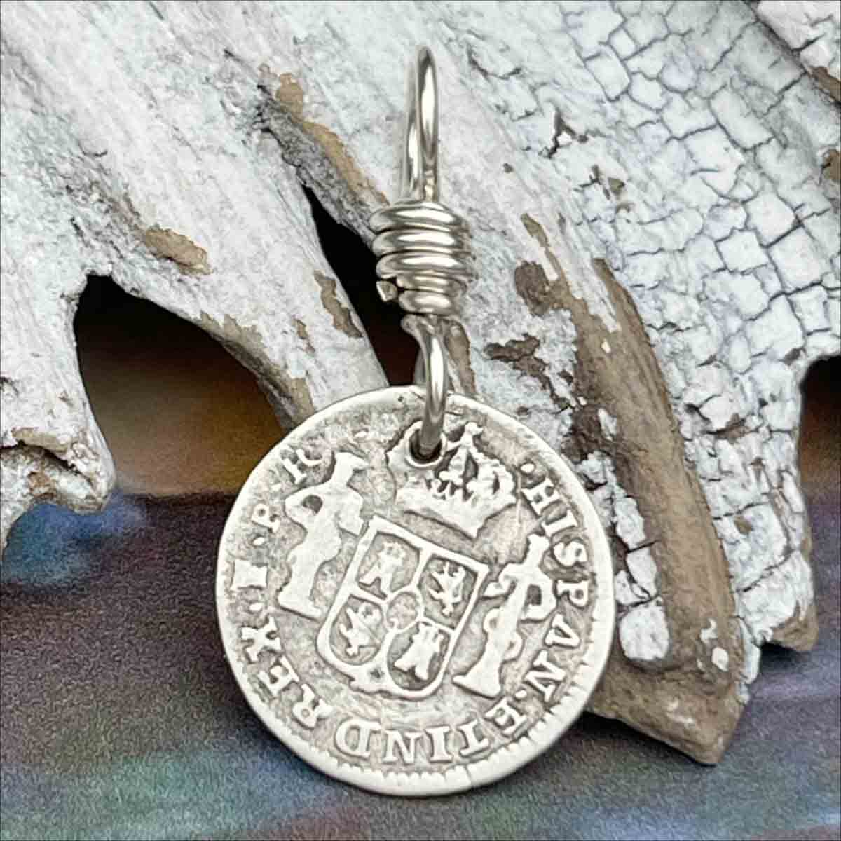 Pirate Chic Silver Half Reale Spanish Portrait Dollar Dated 1783 - the Legendary &quot;Piece of Eight&quot; Pendant