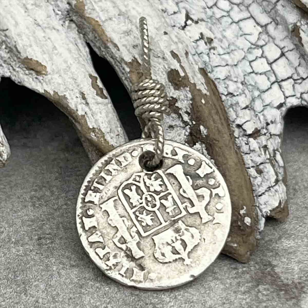 Pirate Chic Silver Half Reale Spanish Portrait Dollar Dated 1790 - the Legendary &quot;Piece of Eight&quot; Pendant