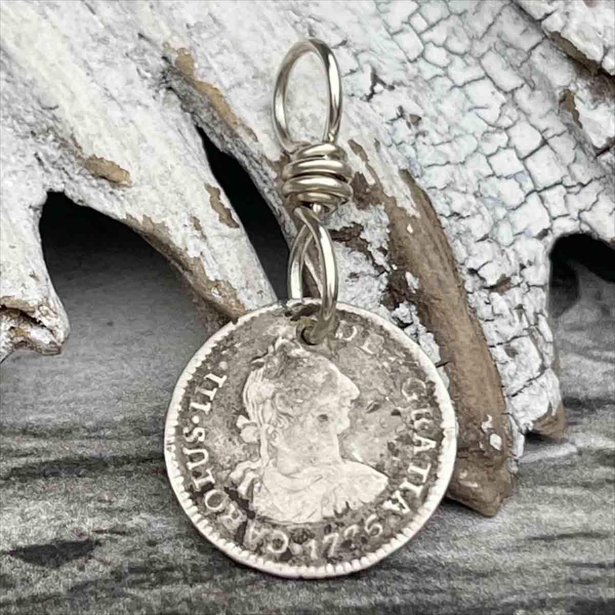 Pirate Chic Silver Half Reale Spanish Portrait Dollar Dated 1775 - the Legendary &quot;Piece of Eight&quot; Pendant