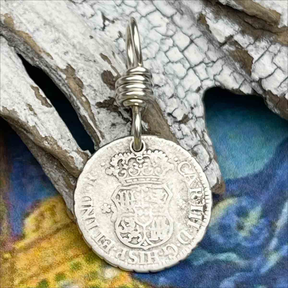 Pirate Chic Silver Half Reale Spanish Pillar Dollar Dated 1767 - the Legendary &quot;Piece of Eight&quot; Pendant