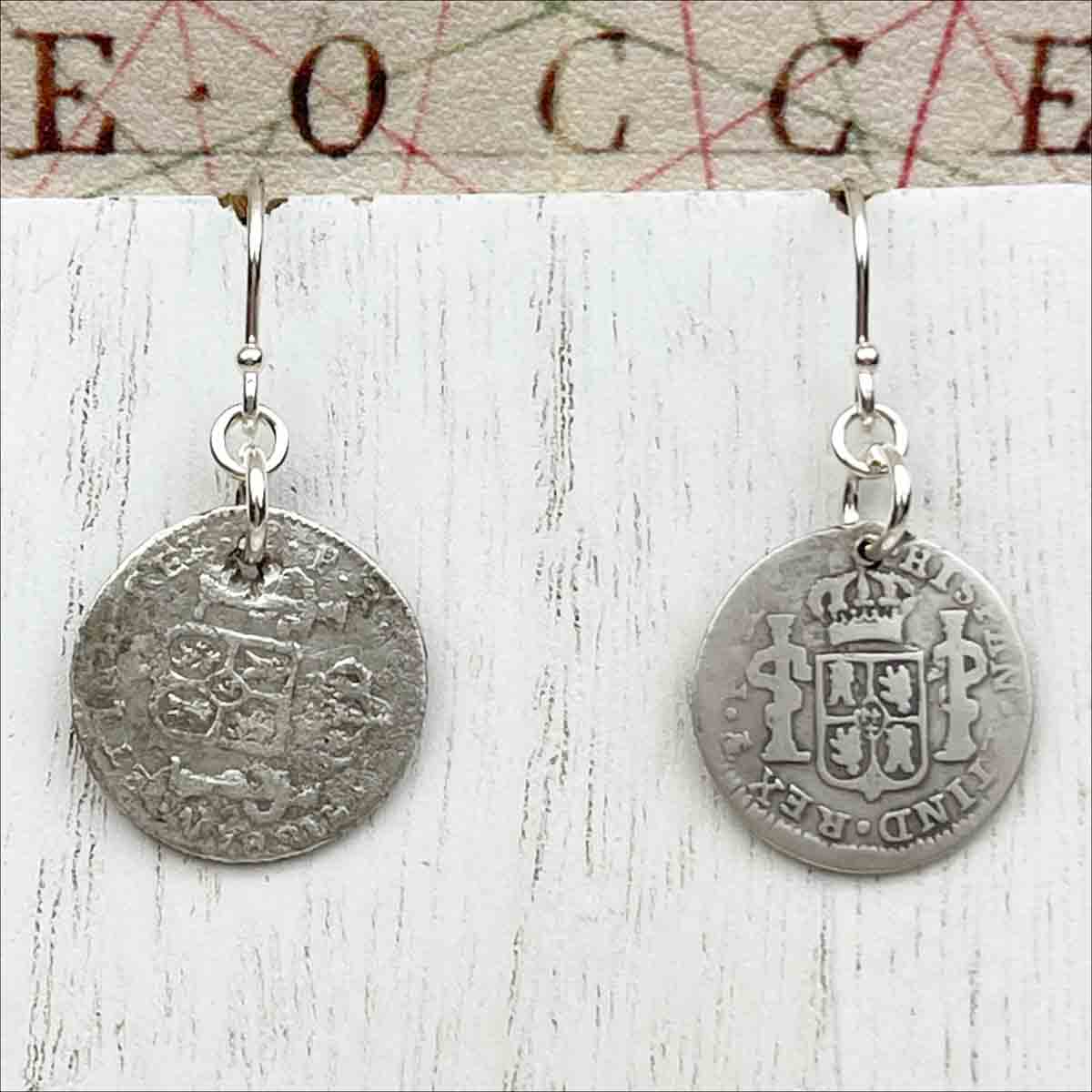 Pirate Chic Silver Half Reale Spanish Portrait Dollars Dated 1784 &amp; 1784 - the Legendary &quot;Piece of Eight&quot; Earrings