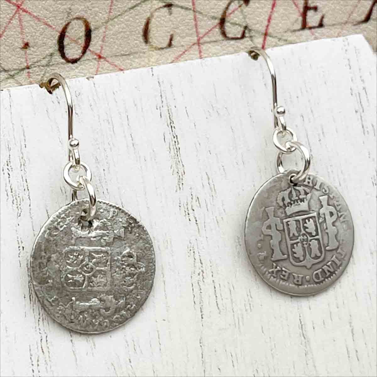 Pirate Chic Silver Half Reale Spanish Portrait Dollars Dated 1784 &amp; 1784 - the Legendary &quot;Piece of Eight&quot; Earrings