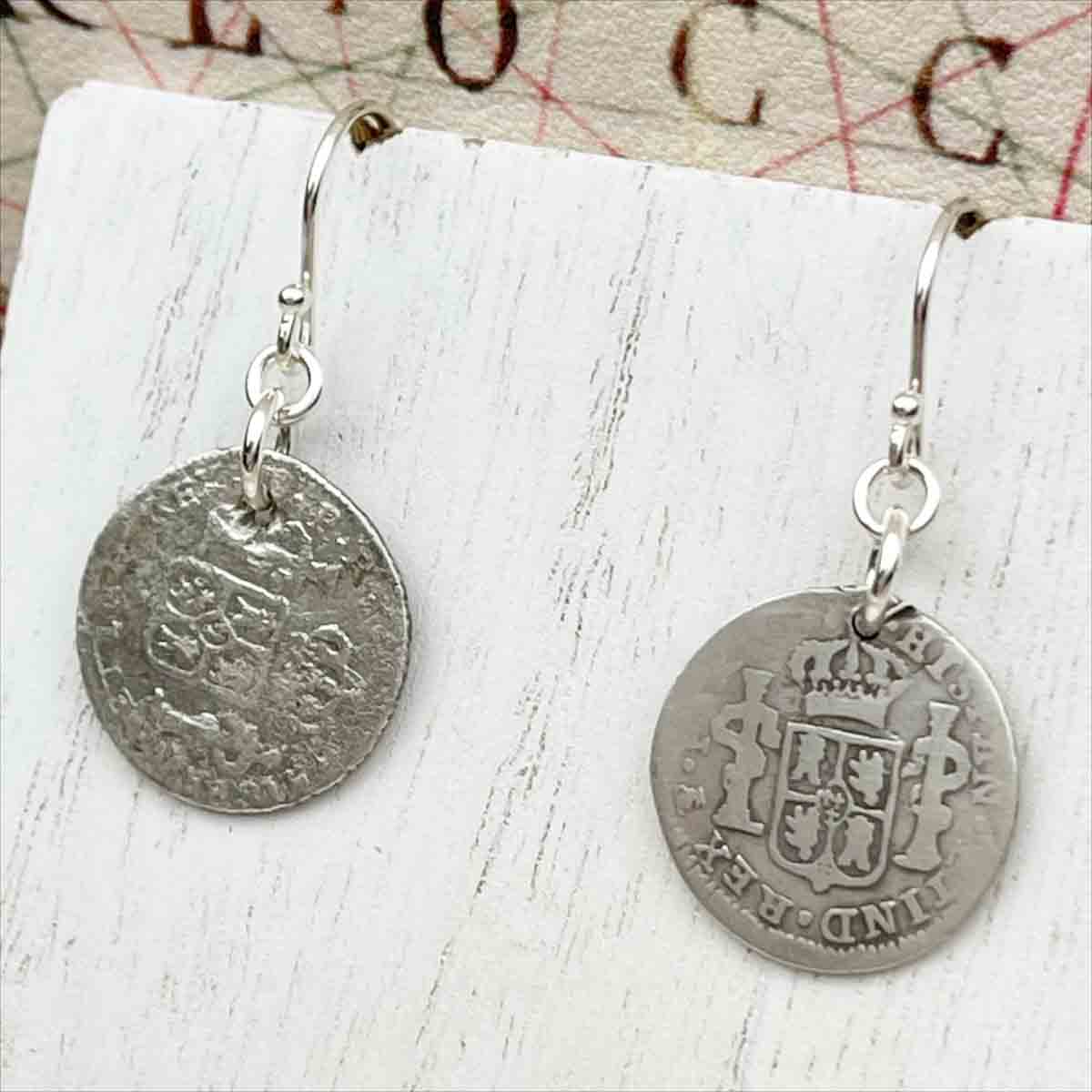 Pirate Chic Silver Half Reale Spanish Portrait Dollars Dated 1784 &amp; 1784 - the Legendary &quot;Piece of Eight&quot; Earrings