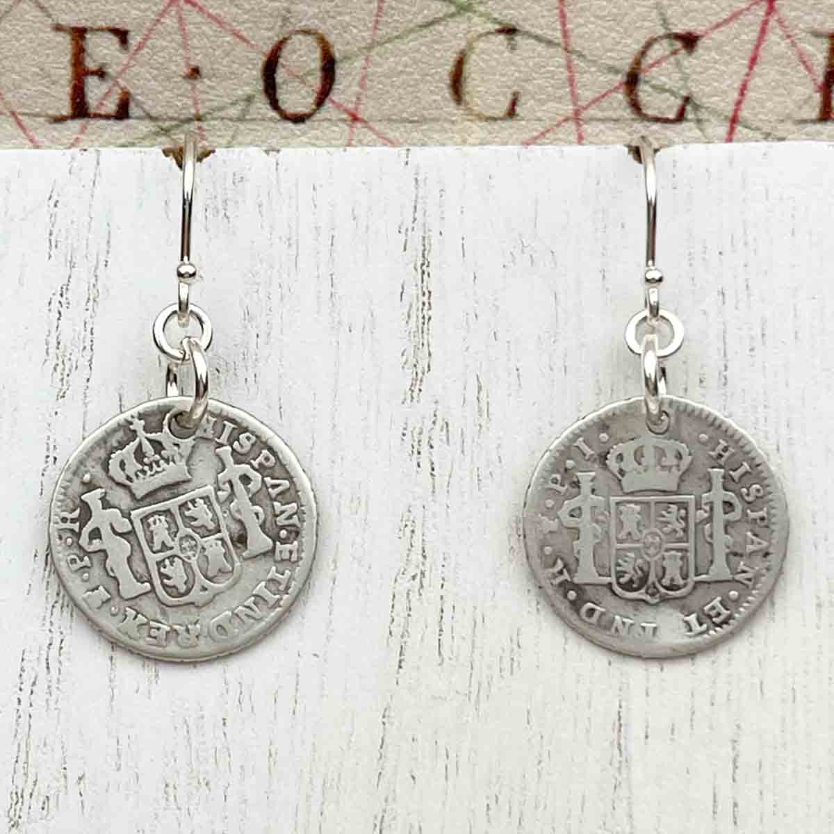 Pirate Chic Silver Half Reale Spanish Portrait Dollars Dated 1784 &amp; 1806 - the Legendary &quot;Piece of Eight&quot; Earrings