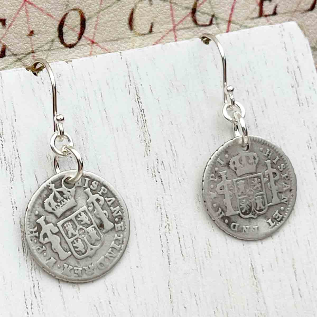 Pirate Chic Silver Half Reale Spanish Portrait Dollars Dated 1784 &amp; 1806 - the Legendary &quot;Piece of Eight&quot; Earrings