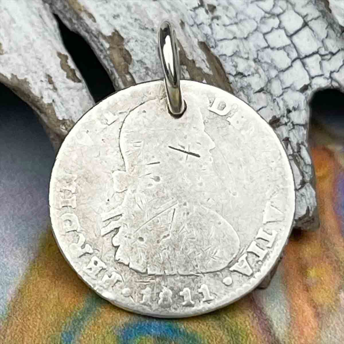 Pirate Chic Silver 1 Reale Spanish Portrait Dollar Dated 1811 - the Legendary &quot;Piece of Eight&quot; Pendant