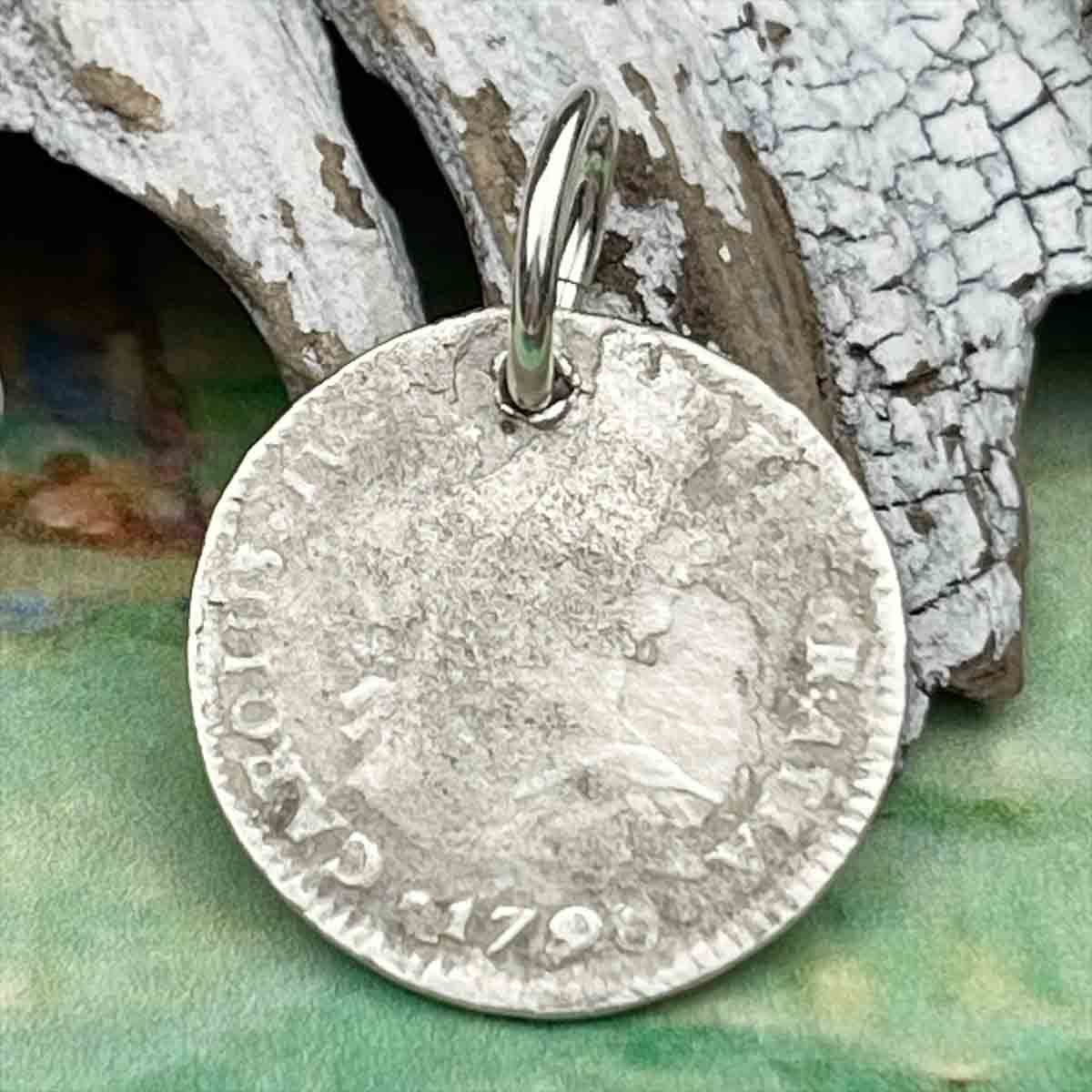 Pirate Chic Silver 1 Reale Spanish Portrait Dollar Dated 1790 - the Legendary &quot;Piece of Eight&quot; Pendant