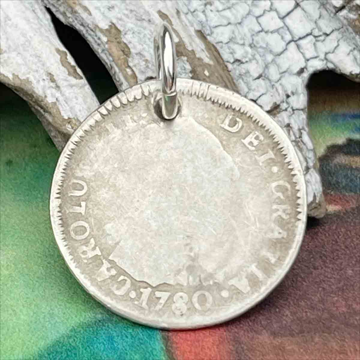 Pirate Chic Silver 1 Reale Spanish Portrait Dollar Dated 1780 - the Legendary &quot;Piece of Eight&quot; Pendant 