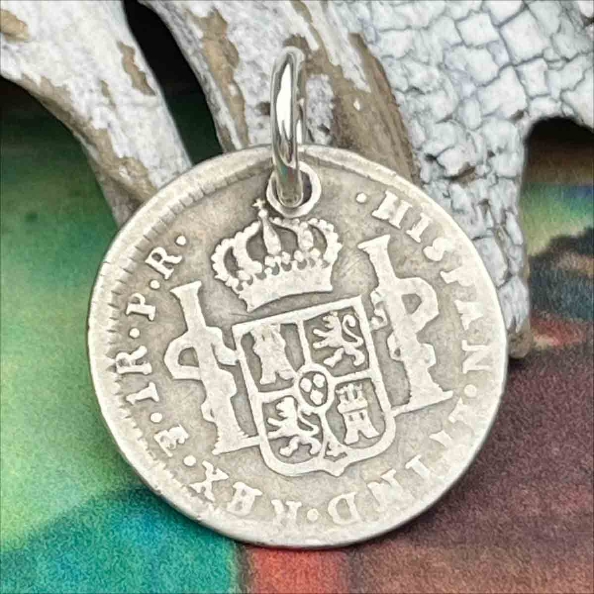 Pirate Chic Silver 1 Reale Spanish Portrait Dollar Dated 1780 - the Legendary &quot;Piece of Eight&quot; Pendant 