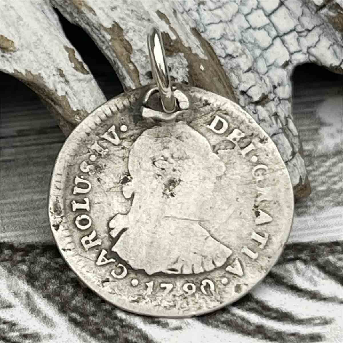 Pirate Chic Silver 1 Reale Spanish Portrait Dollar Dated 1790 - the Legendary &quot;Piece of Eight&quot; Pendant