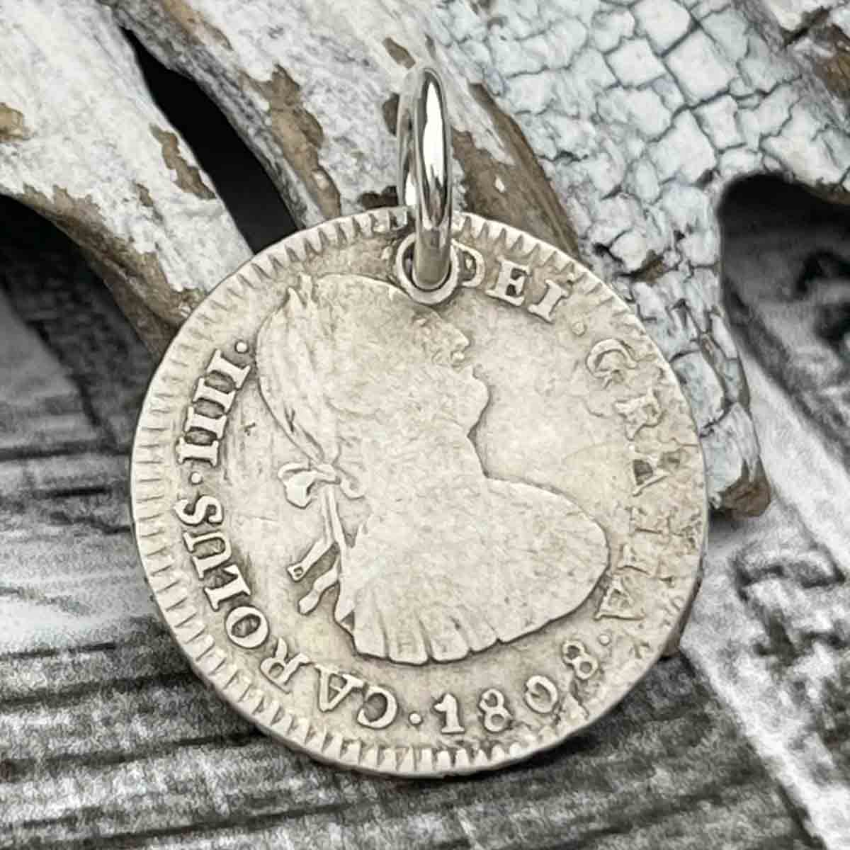 Pirate Chic Silver 1 Reale Spanish Portrait Dollar Dated 1808 - the Legendary &quot;Piece of Eight&quot; Pendant 