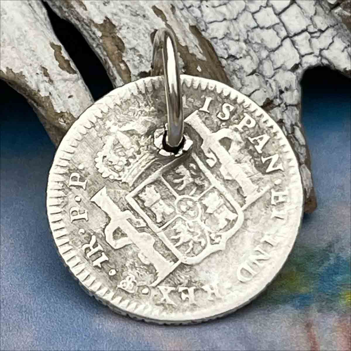 Pirate Chic Silver 1 Reale Spanish Portrait Dollar Dated 1801 - the Legendary &quot;Piece of Eight&quot; Pendant