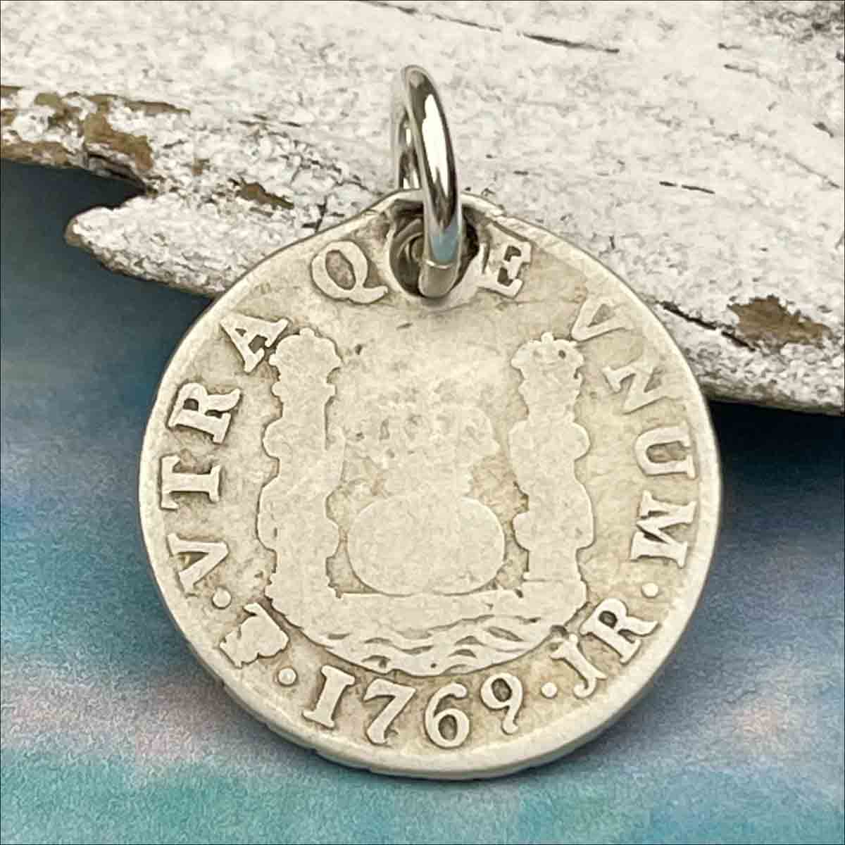 Pirate Chic Silver 1 Reale Spanish Pillar Dollar Dated 1769 - the Legendary &quot;Piece of Eight&quot; Pendant