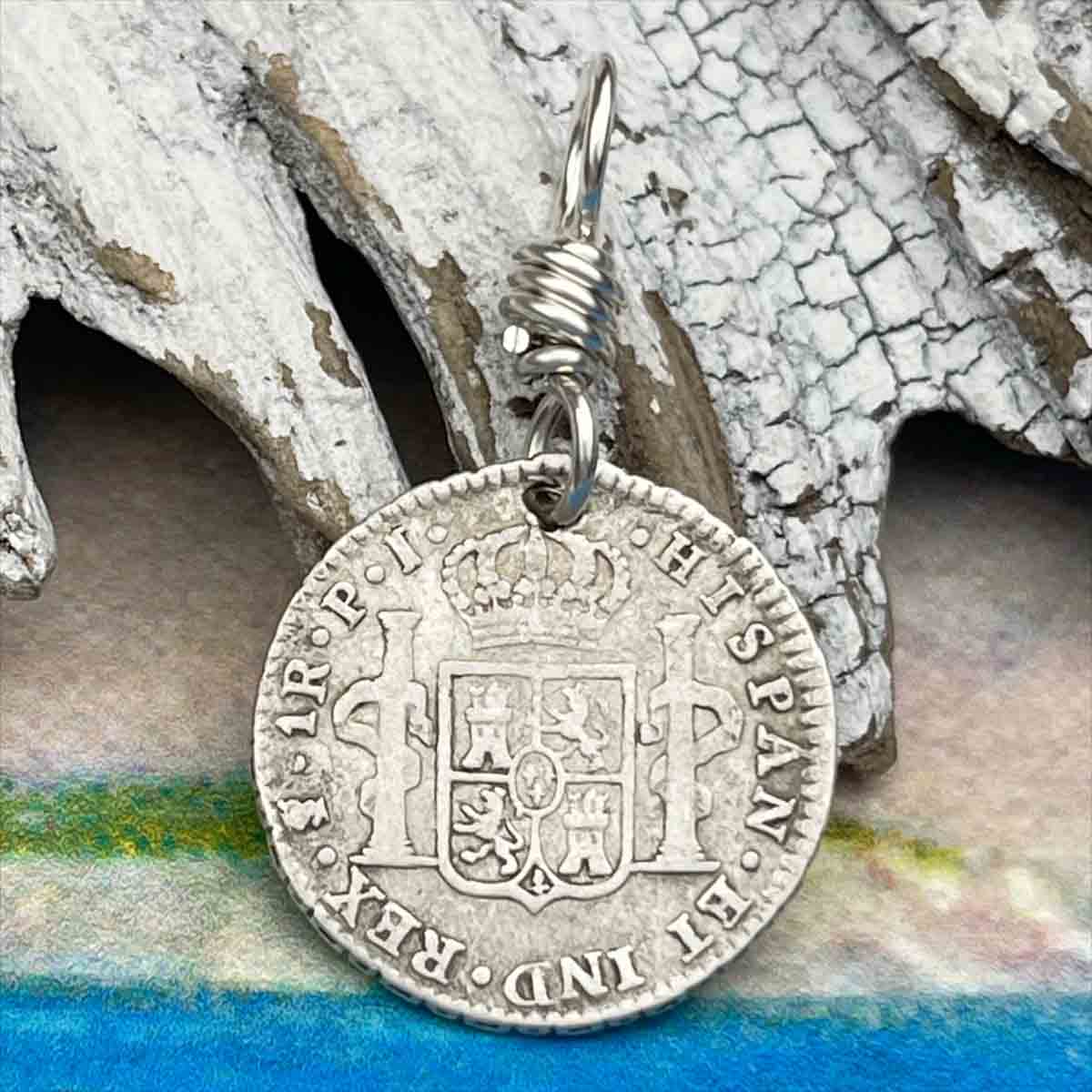 Pirate Chic Silver 1 Reale Spanish Portrait Dollar Dated 1820 - the Legendary &quot;Piece of Eight&quot; Pendant