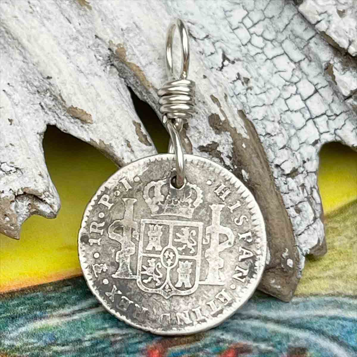 Pirate Chic Silver 1 Reale Spanish Portrait Dollar Dated 1819 - the Legendary &quot;Piece of Eight&quot; Pendant