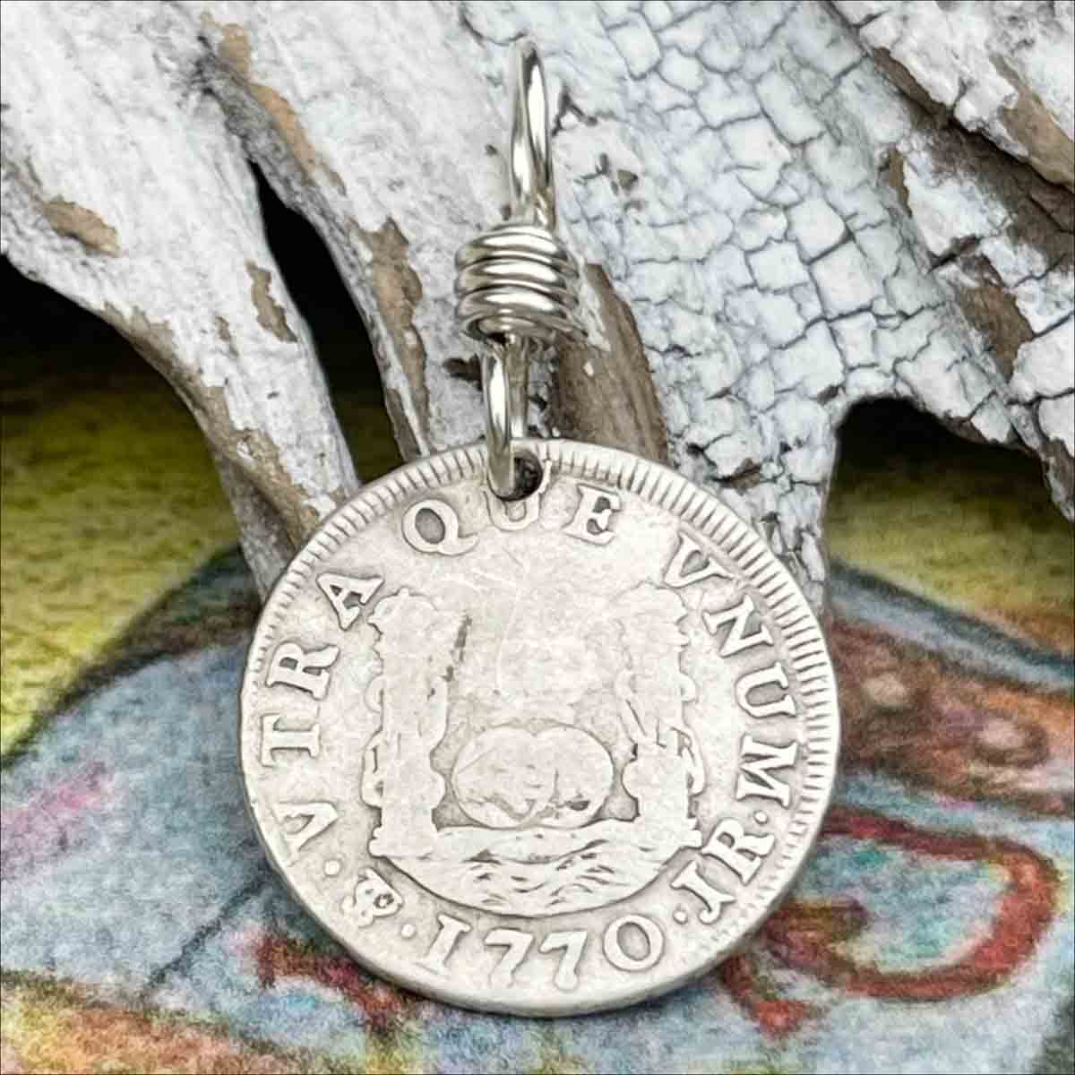 Pirate Chic Silver 1 Reale Spanish Pillar Dollar Dated 1770 - the Legendary "Piece of Eight" Pendant