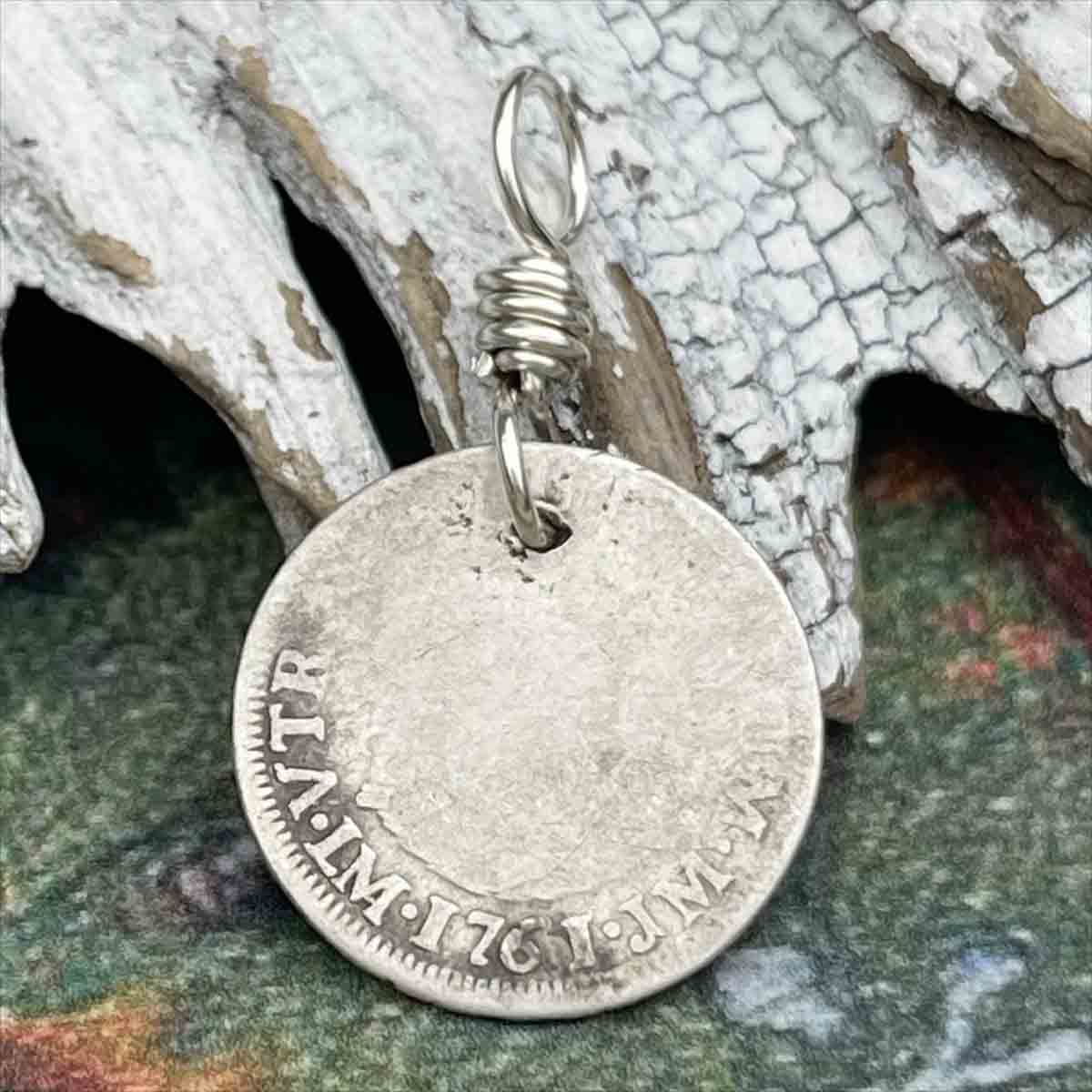 Pirate Chic Silver 1 Reale Spanish Pillar Dollar Dated 1761 - the Legendary &quot;Piece of Eight&quot; Pendant