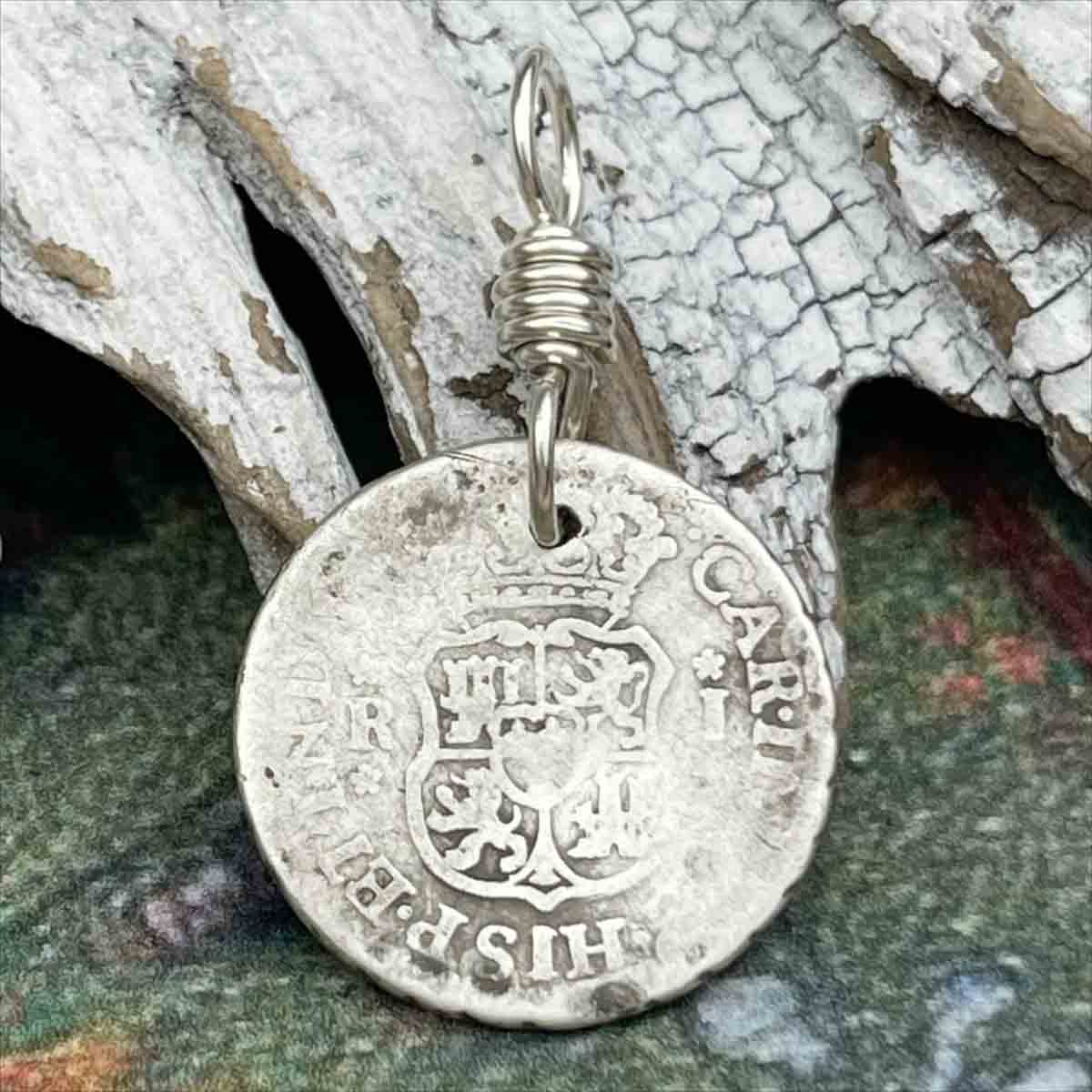 Pirate Chic Silver 1 Reale Spanish Pillar Dollar Dated 1761 - the Legendary &quot;Piece of Eight&quot; Pendant