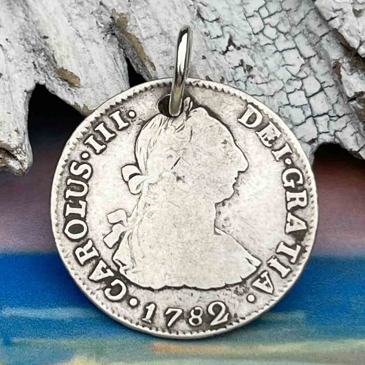 Pirate Chic Silver 2 Reale Spanish Portrait Dollar Dated 1782 - the Legendary &quot;Piece of Eight&quot; Pendant 