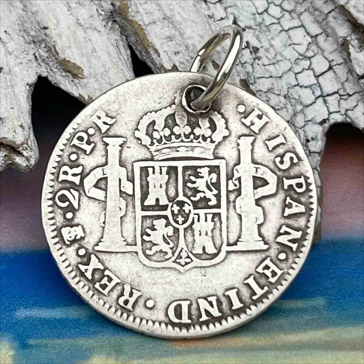 Pirate Chic Silver 2 Reale Spanish Portrait Dollar Dated 1782 - the Legendary &quot;Piece of Eight&quot; Pendant 