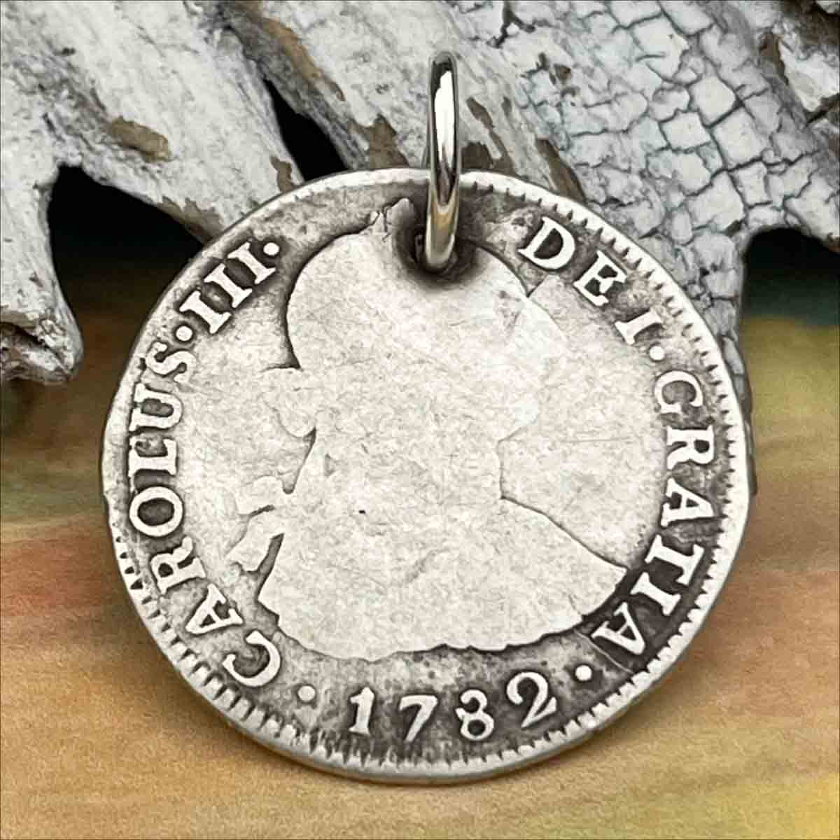 Pirate Chic Silver 2 Reale Spanish Portrait Dollar Dated 1782 - the Legendary &quot;Piece of Eight&quot; Pendant