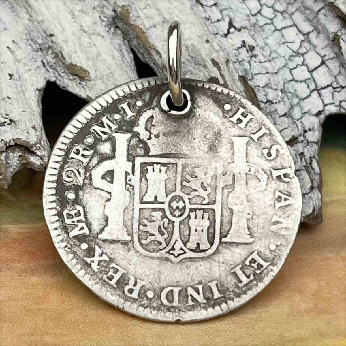 Pirate Chic Silver 2 Reale Spanish Portrait Dollar Dated 1782 - the Legendary &quot;Piece of Eight&quot; Pendant