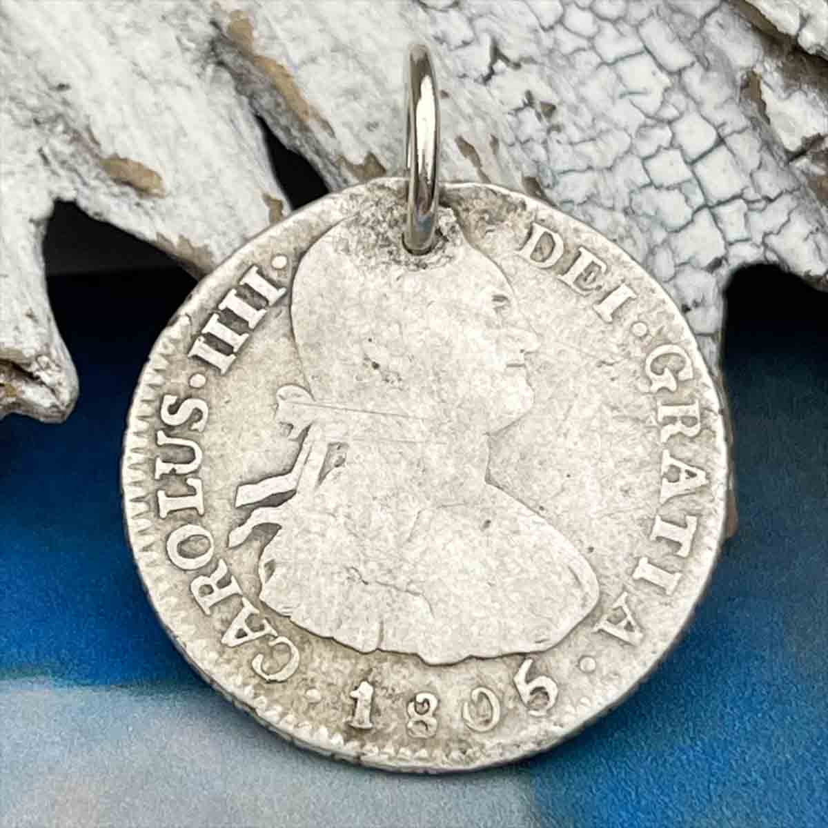 Pirate Chic Silver 2 Reale Spanish Portrait Dollar Dated 1805 - the Legendary &quot;Piece of Eight&quot; Pendant