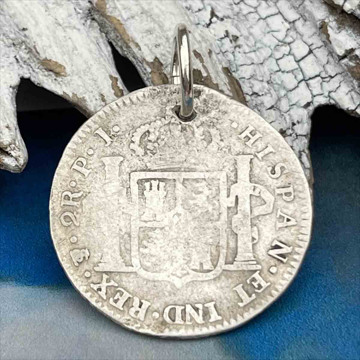 Pirate Chic Silver 2 Reale Spanish Portrait Dollar Dated 1805 - the Legendary &quot;Piece of Eight&quot; Pendant