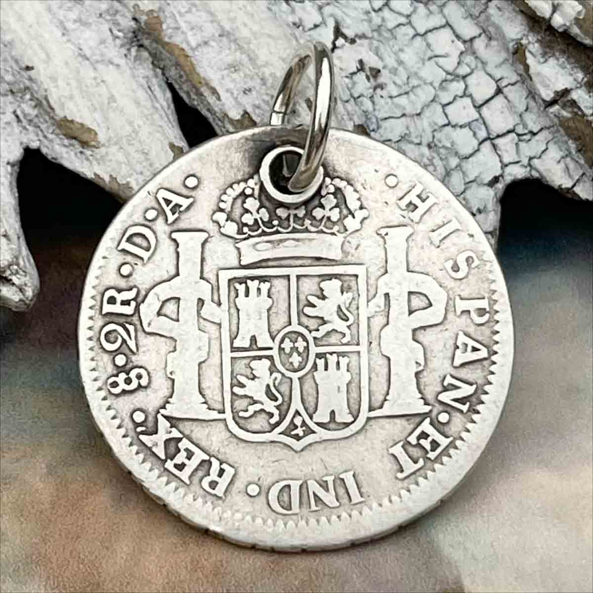 Pirate Chic Silver 2 Reale Spanish Portrait Dollar Dated 1795 - the Legendary &quot;Piece of Eight&quot; Pendant